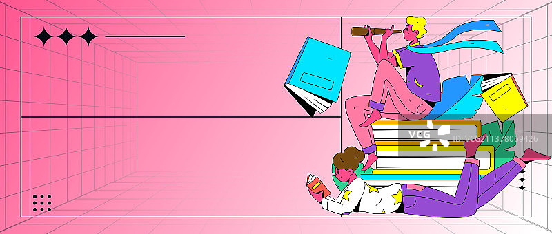 阅读的人物扁平矢量概念运营插画图片素材