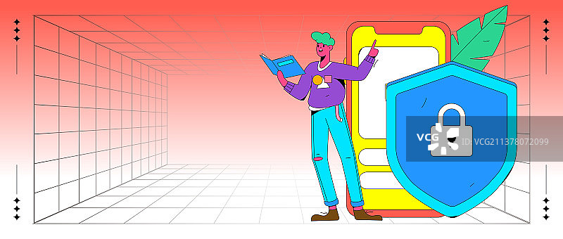 网络安全安全人物扁平矢量概念运营插画图片素材