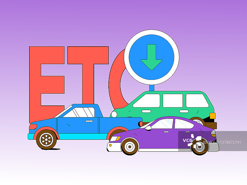 免费办理ETC送丰富好礼，矢量扁平概念人物场景插画图片素材