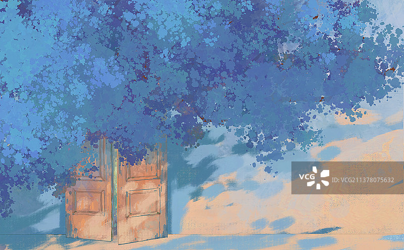 小院插画图片素材