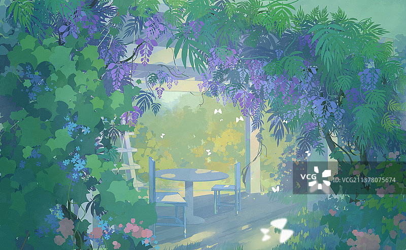 小院插画图片素材