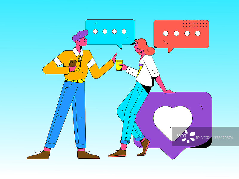 虚拟的社交概念商业扁平矢量插画图片素材