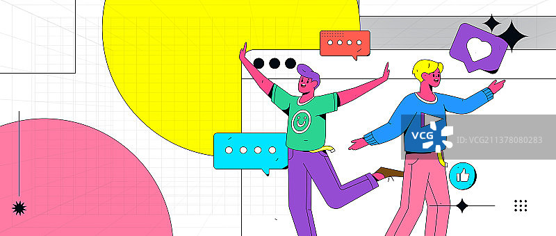 虚拟的社交概念商业扁平矢量插画图片素材