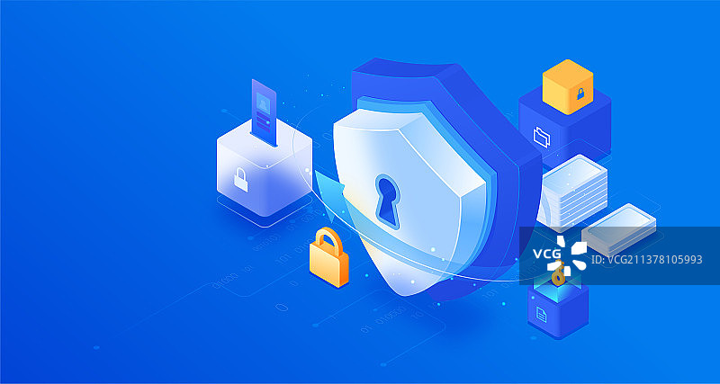 5G云存储数据网络安全2.5D矢量插画图片素材