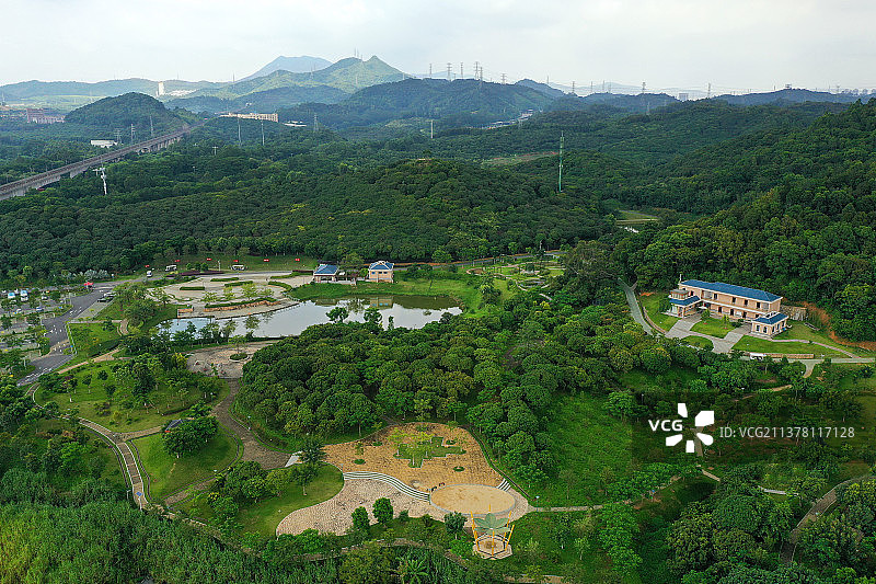 广东省深圳市宝安区燕罗街道罗田森林公园航拍图片素材