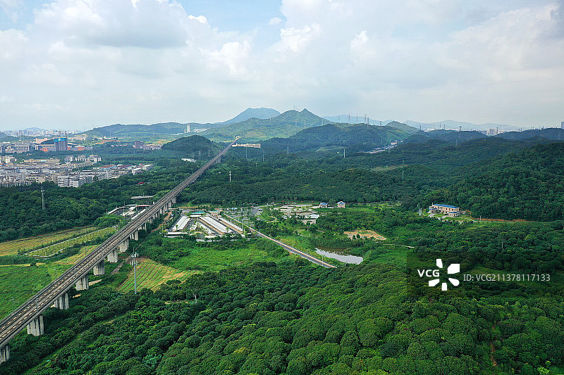 广东省深圳市宝安区燕罗街道罗田森林公园航拍图片素材