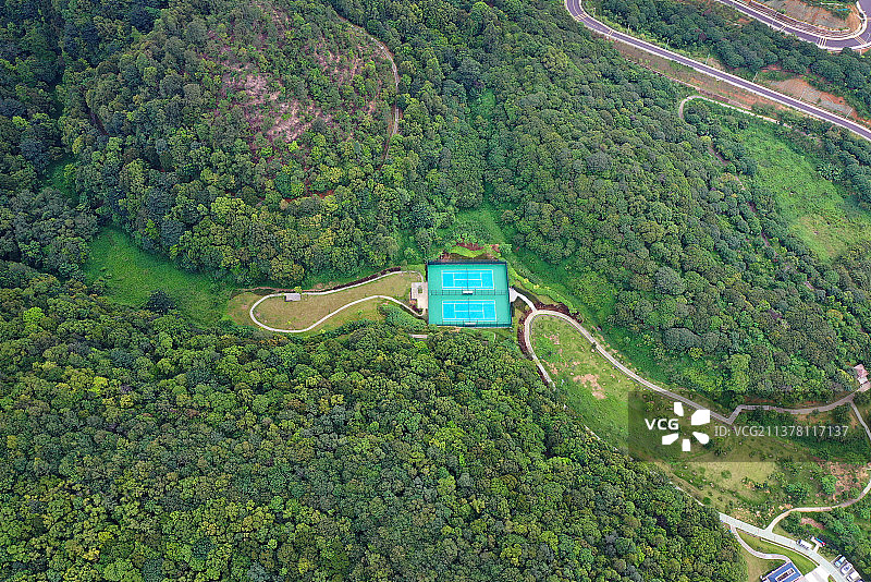 广东省深圳市宝安区燕罗街道罗田森林公园航拍图片素材