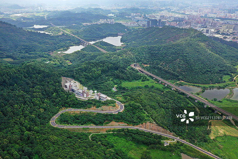 广东省深圳市宝安区燕罗街道罗田森林公园航拍图片素材