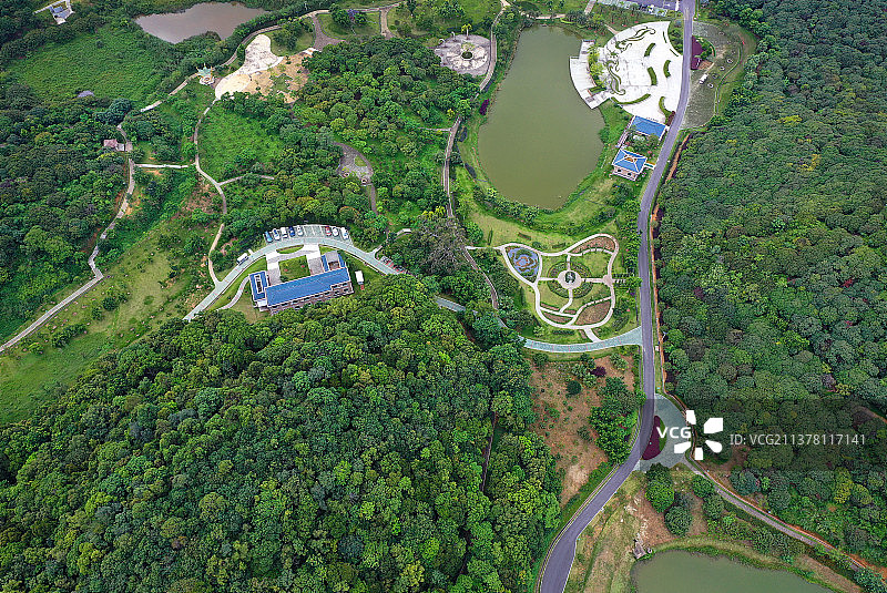 广东省深圳市宝安区燕罗街道罗田森林公园航拍图片素材