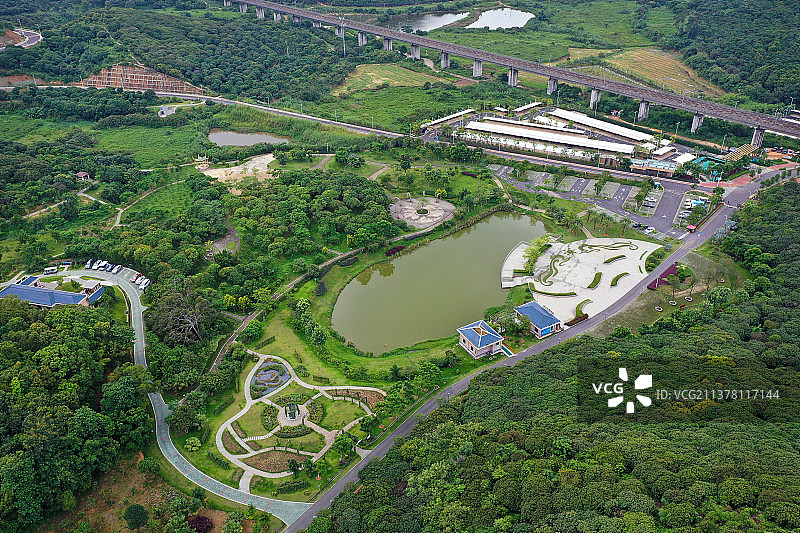 广东省深圳市宝安区燕罗街道罗田森林公园航拍图片素材