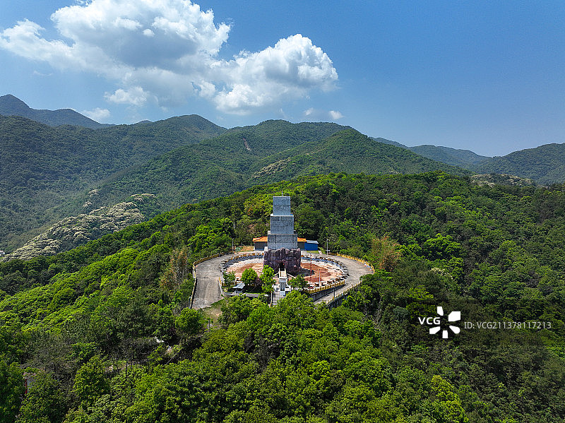 广东省惠州市博罗县象头山国家级自然保护区明珠禅寺航拍图片素材