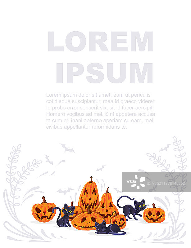 万圣节南瓜与黑猫卡通动物图片素材