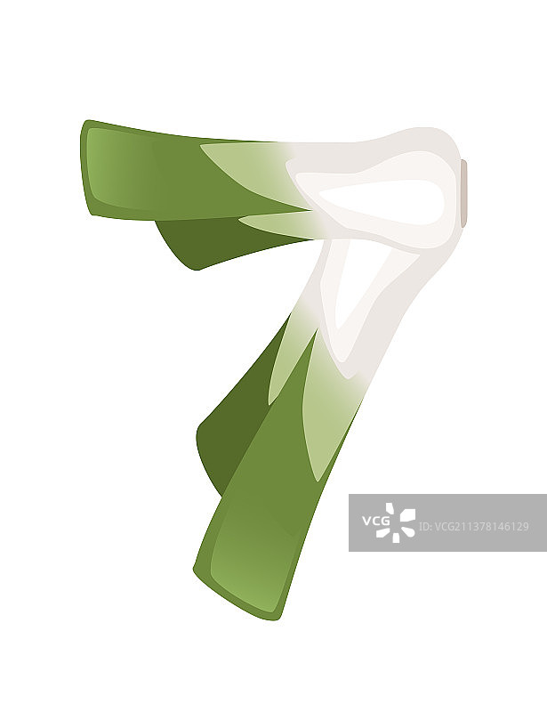 绿色韭菜数字7风格蔬菜食物卡通图片素材