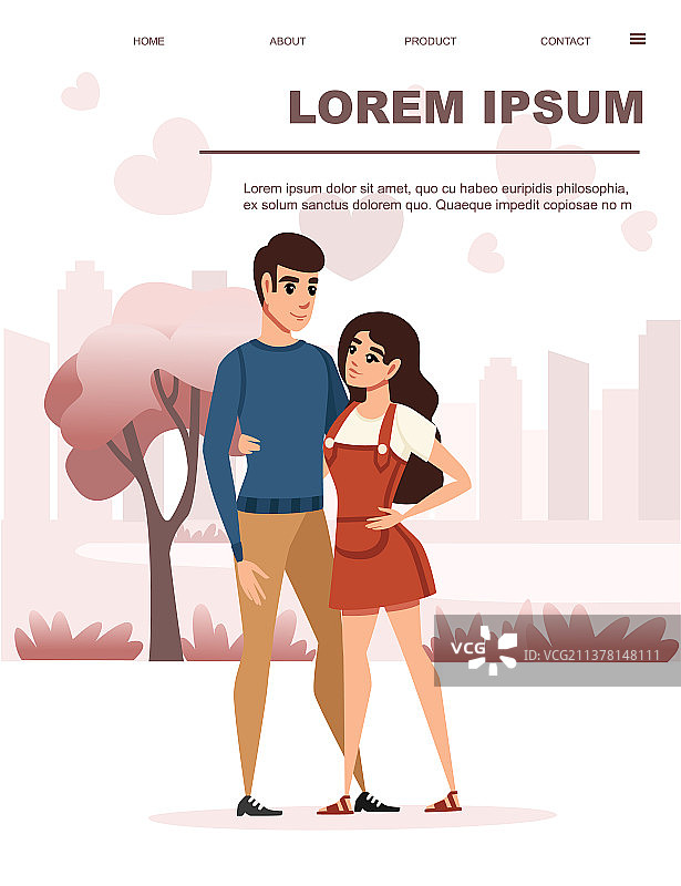 相爱拥抱的男女情侣卡通图片素材