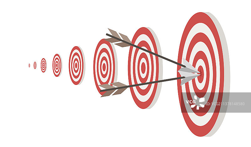 中心圆圈中的目标和两支箭扁平图标图片素材