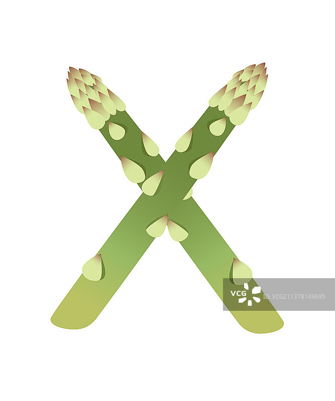 蔬菜字母X芦笋风格卡通图片素材