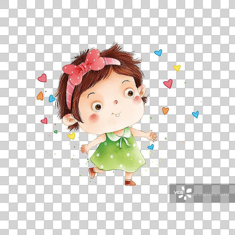 开心女孩PNG人物元素图片素材