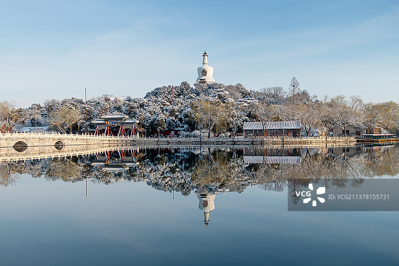 雪后天晴北海公园清晨图片素材