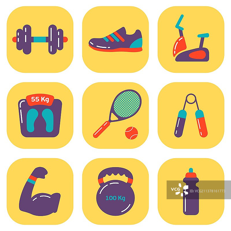 扁平健身图标图片素材