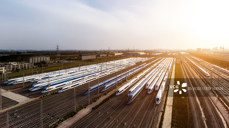 西安北站东站高铁动车所航拍图片素材