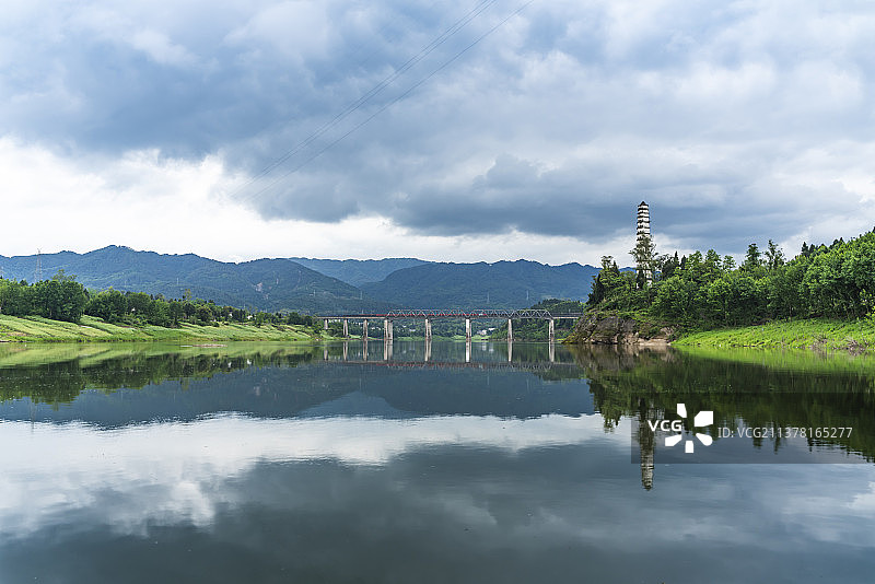 水墨渠江图片素材