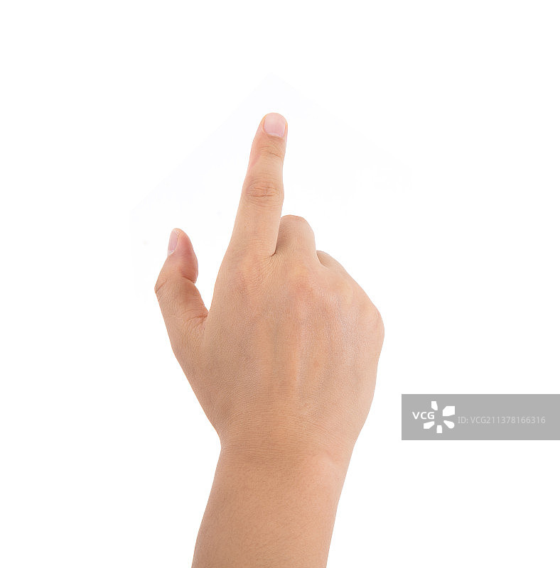 白背景上一只伸出食指去点击的手势图片素材