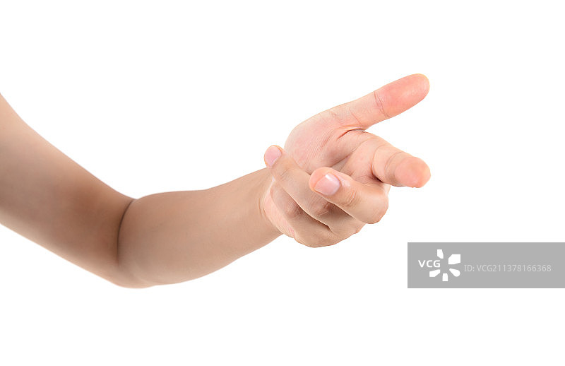 白背景前一只手伸出手指做点击的手势图片素材