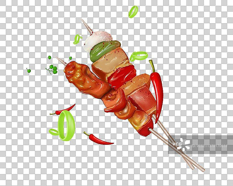 麻辣烤串插画图片素材