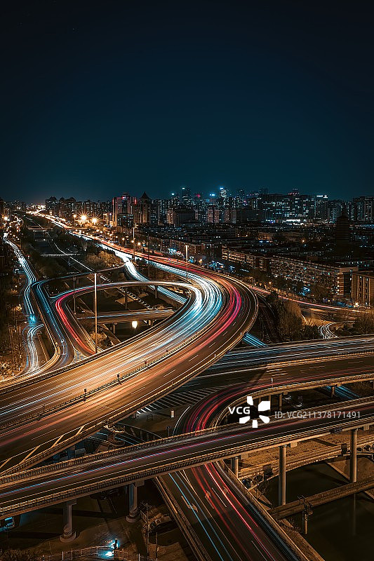 赛博朋克天宁寺桥交通夜景图片素材
