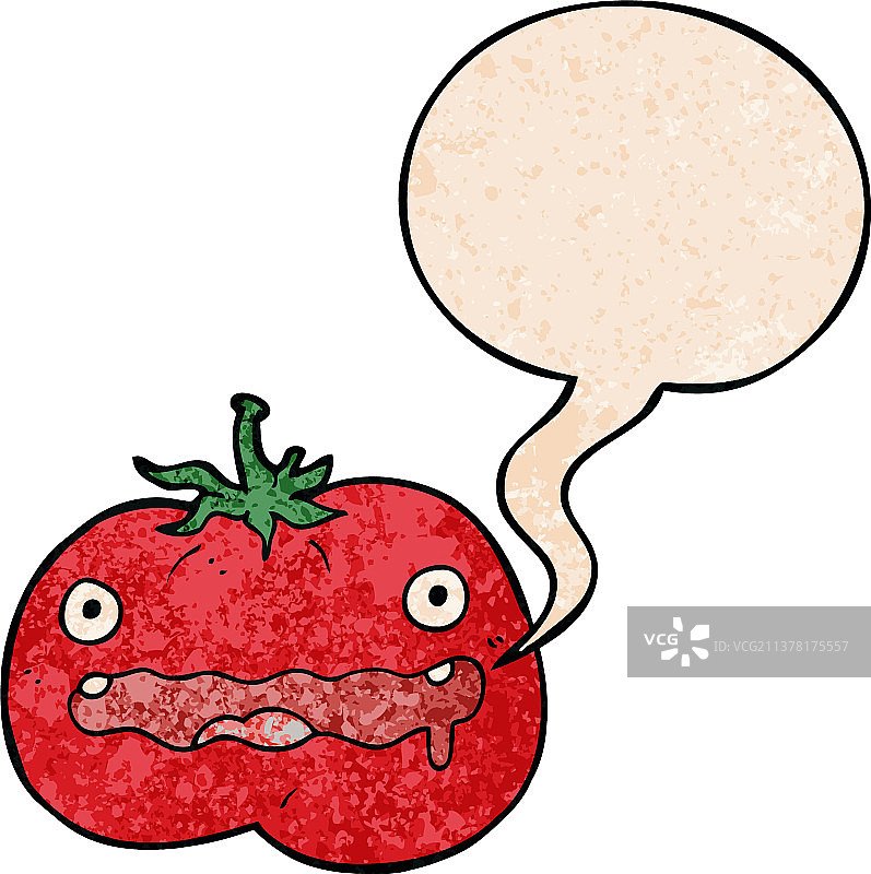 复古纹理卡通番茄和对话气泡图片素材