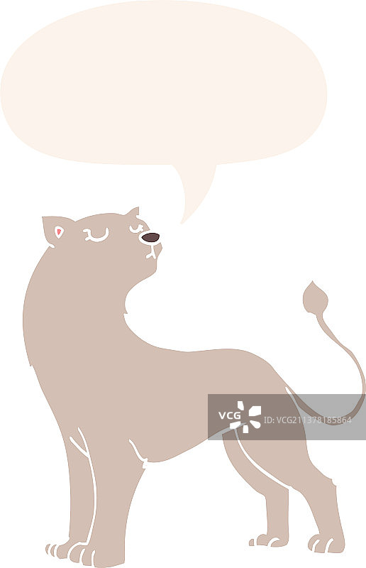 卡通母狮和复古风格的对话气泡图片素材