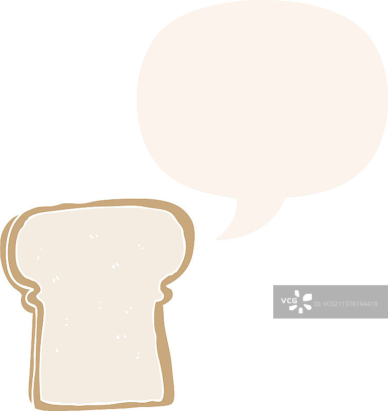 卡通切片面包和复古对话气泡图片素材