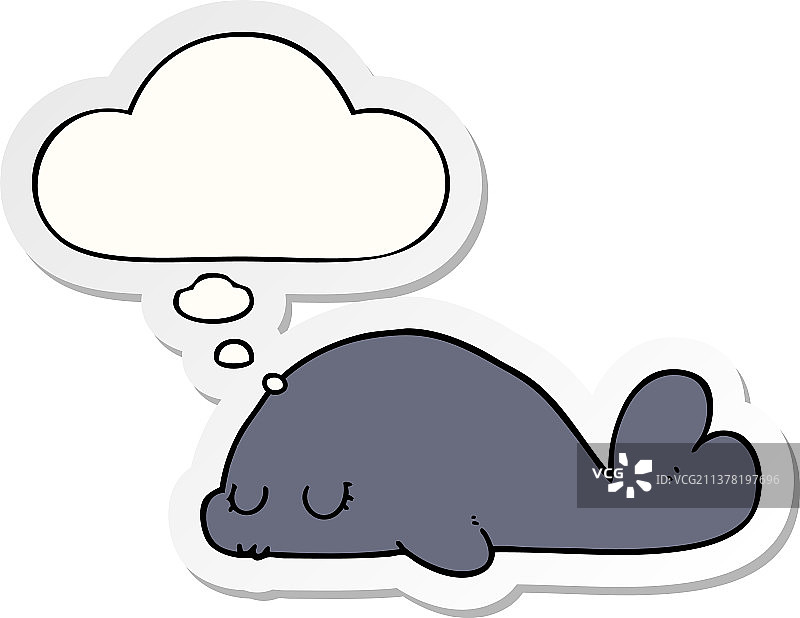 可爱的卡通海豹和气泡对话框印花图片素材