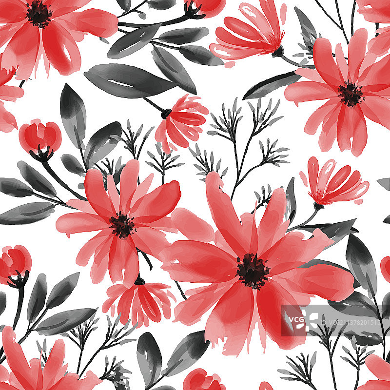 白色背景上可爱的花朵图案无缝背景图片素材