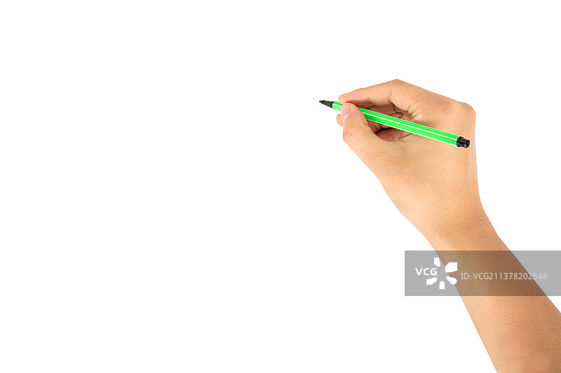 白背景上一只手拿笔在写什么图片素材