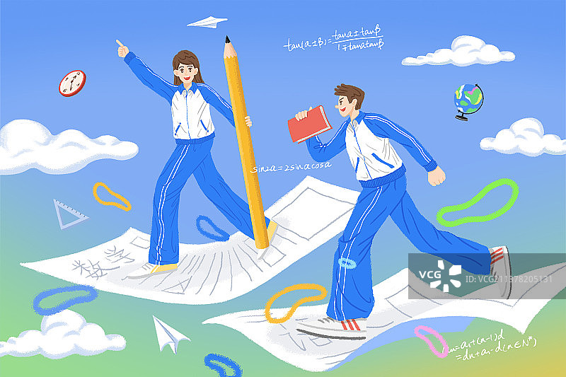 高考创意插画横版图片素材