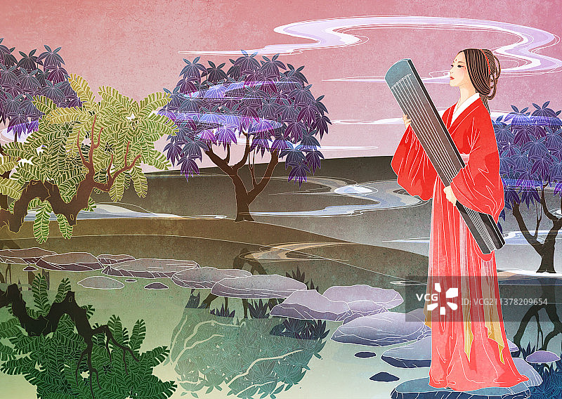 中国国风国潮新中式古代古风汉服少女图片素材