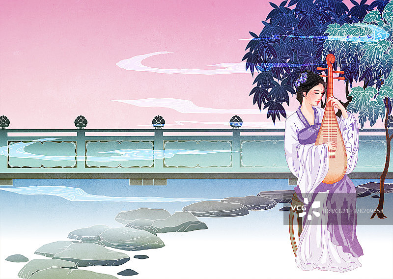 中国国风国潮新中式古代古风汉服少女图片素材