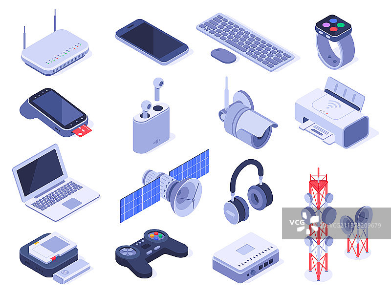 2.5D无线设备电脑连接图片素材