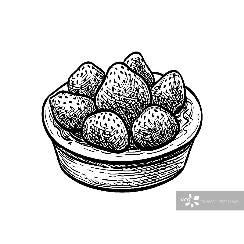 草莓水果馅饼墨水素描图片素材