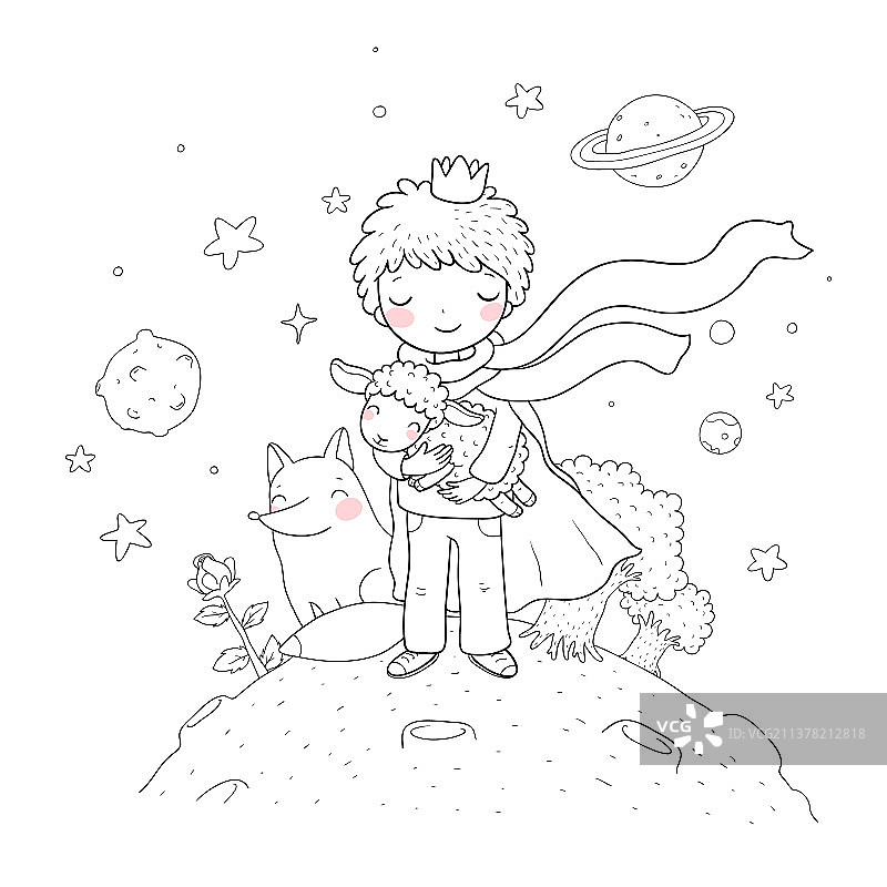 小王子：关于男孩和玫瑰的童话故事图片素材