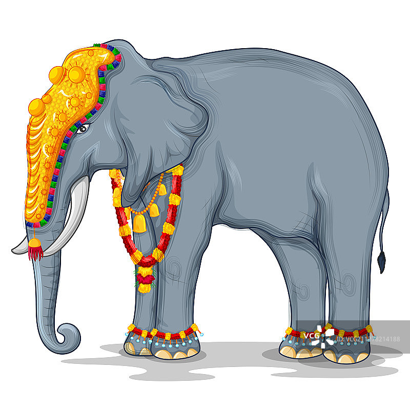 装饰精美的印度象图片素材