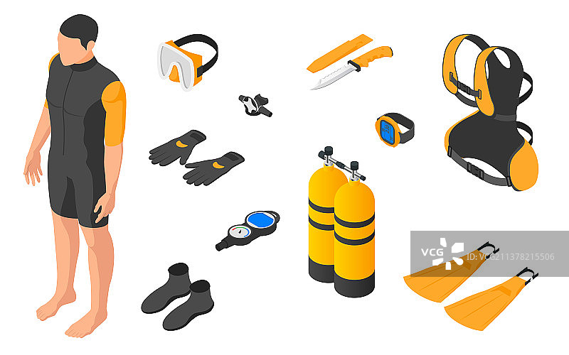 准备潜水装备的男士图片素材