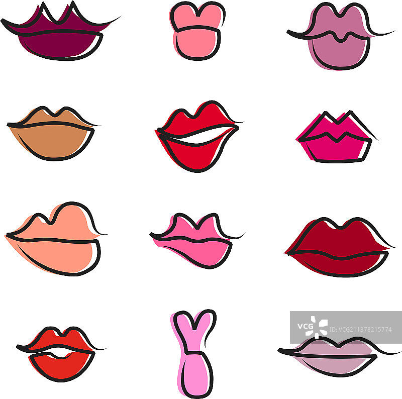 卡通嘴唇形状合集图片素材