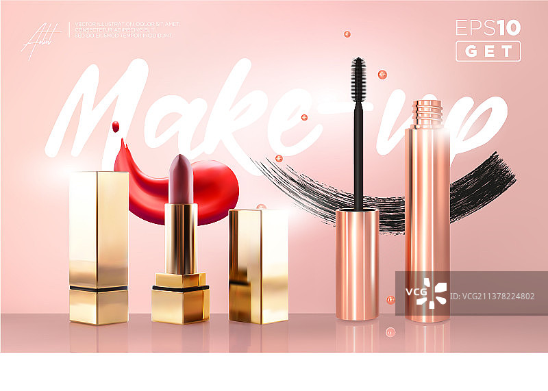 逼真金色睫毛膏瓶图片素材