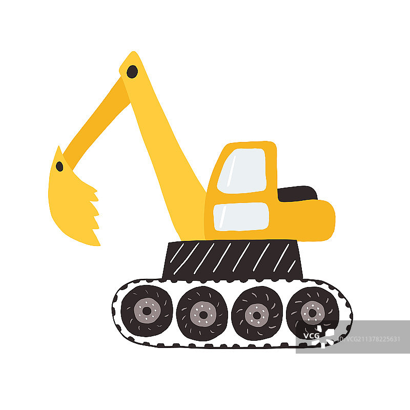 可爱小孩与挖掘机图片素材