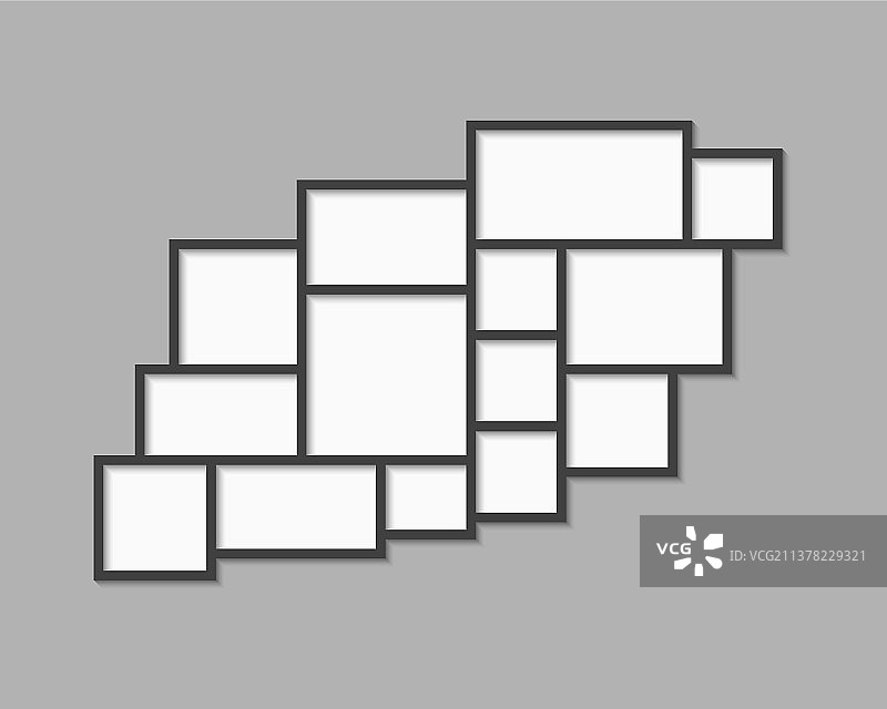 包含十四个相框的空白拼贴照片图片素材