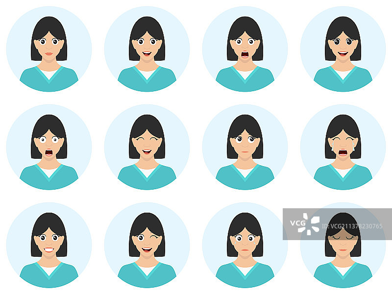 面部表情丰富的女孩肖像图片素材