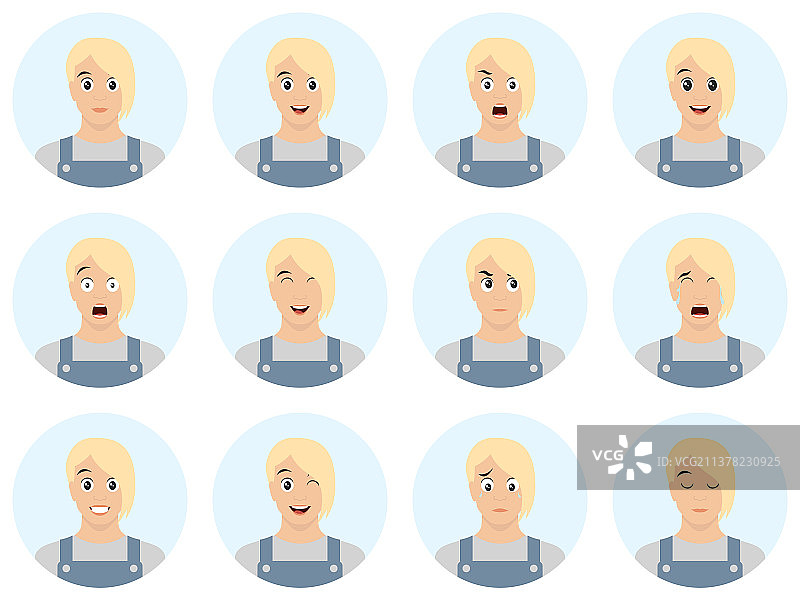 英俊金发男人的面部表情合集图片素材