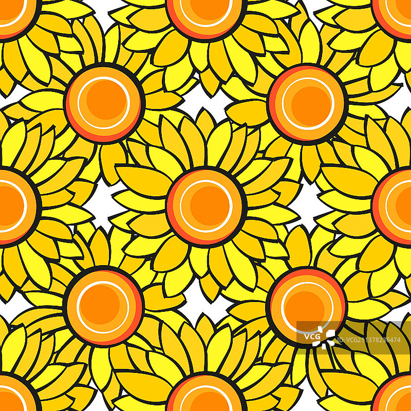 向日葵花卉无缝图案设计图片素材
